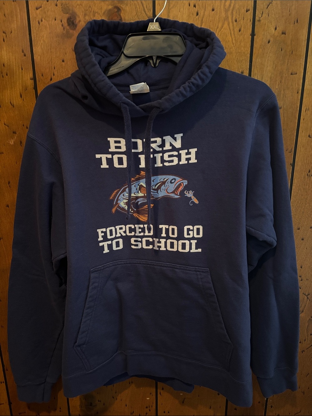 Born to Fish Graphic Hoodie - Navy